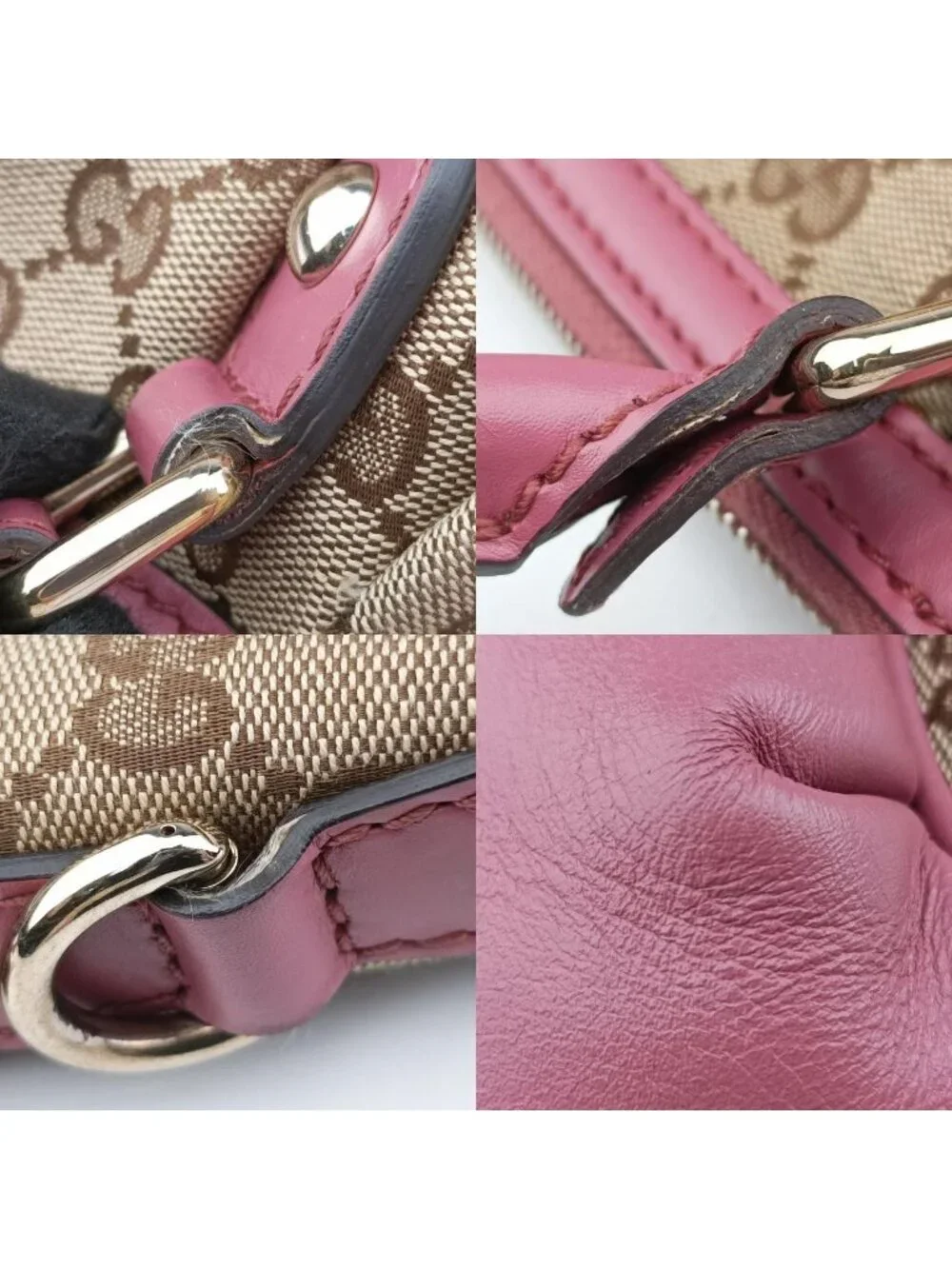 Gucci Sukey Beige Pink Canvas Leather Shoulder Bag